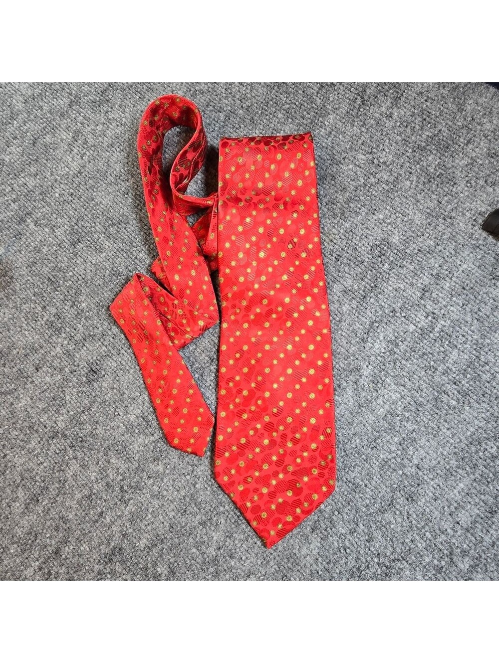 Stefano Ricci Silk Tie Red Gold Geometric Made Italy Luxury Mens Necktie
